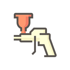 Spray paint, airbrush gun vector icon. Sprayer kit tool for painter, professional to painting coating on auto car, furniture cabinet, house wall, artwork by pressure of air compressor tank, 48x48 px.