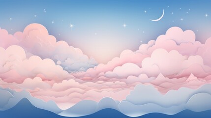 Fototapeta premium serene pastel sky background – abstract paper cut design in soft hues