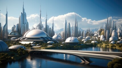 Futuristic advanced city with Realistic.