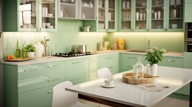 Modern Light Green Kitchen.