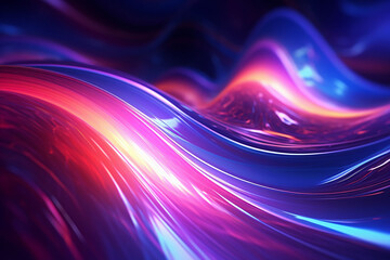 Abstract Neon Wave Background created with Generative AI