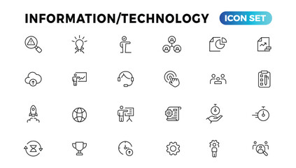 Device and Information technology line icons collection. Big UI icon set in a flat design. Thin outline icons pack