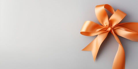  orange ribbon with bow on white background, Simple and Chic: Orange Ribbon Bow on a Pure White Canvas