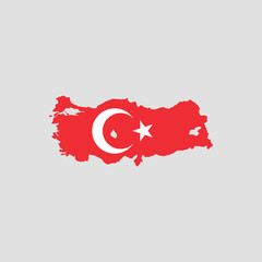 High detailed map of Turkey. With Turkish Flag