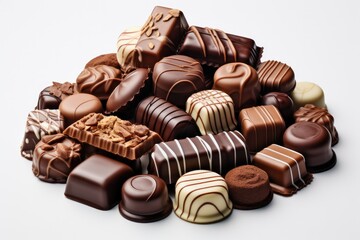 Variety of Chocolates Isolated on a Transparent Background.