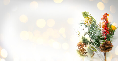 Fototapeta na wymiar christmas background with pine cones