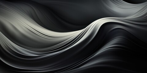Black dark gray silver white wave abstract background for design. Light wave, wavy line. Ombre gradient. Noise rough grungy grain brushed metal metallic effect. Matte shimmer.Web banner.Wide.Panoramic