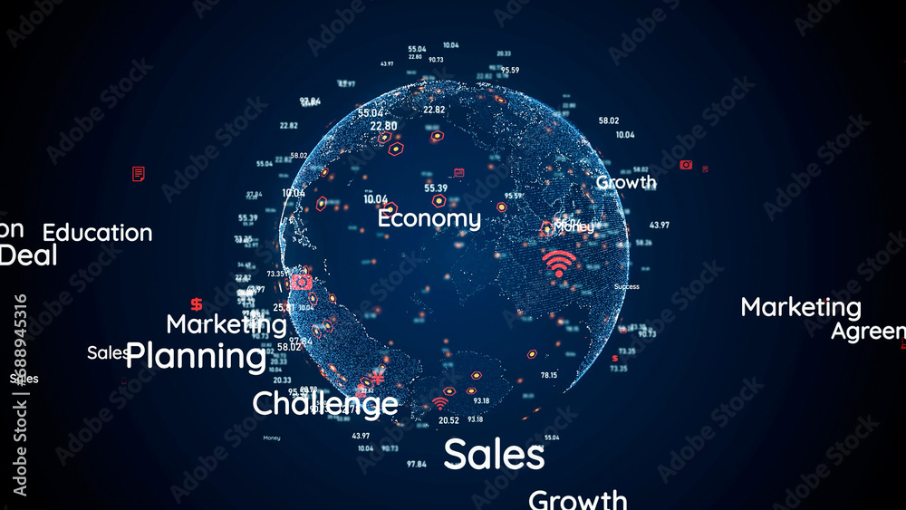 Poster business keywords and communication network. search engine.
