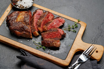 Sliced beef ribeye steak