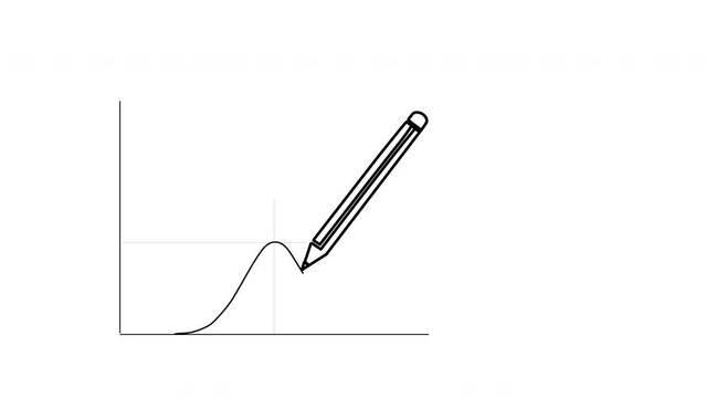 Pencil drawing animation of Gauss probability law, normal distribution diagram curve. Copy space. White background.	