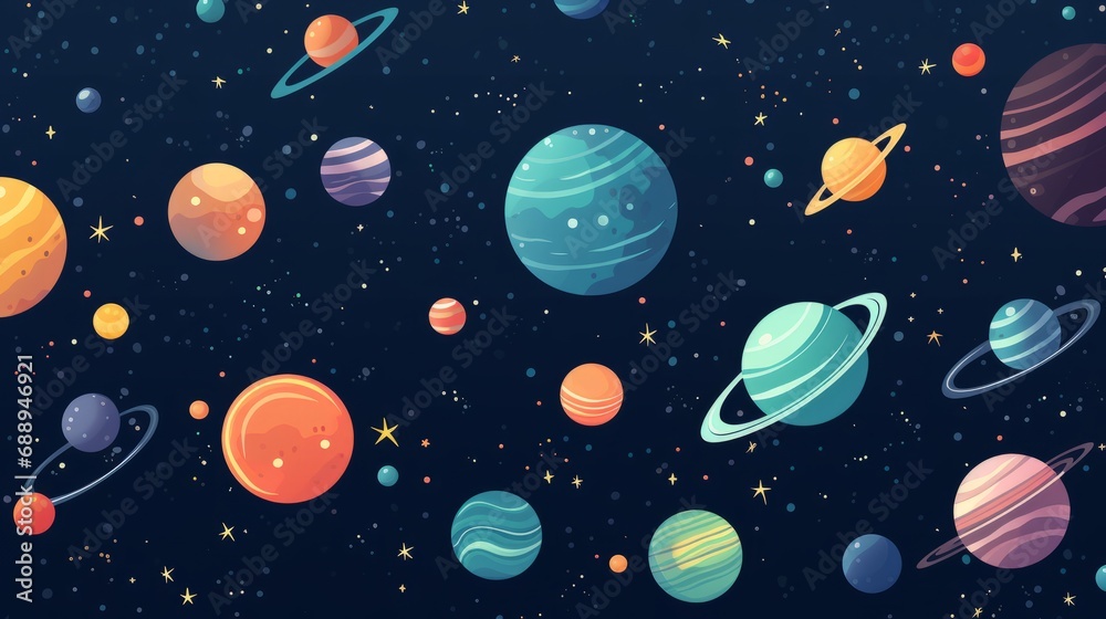 Canvas Prints starry vector space background - cute flat style template with stars in outer space