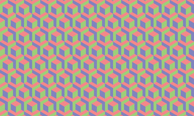 Hexagon 3D illusion cube psychedelic medium dark colors 