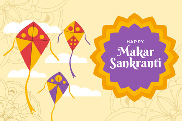 vector Happy Makar Sankranti background illustration