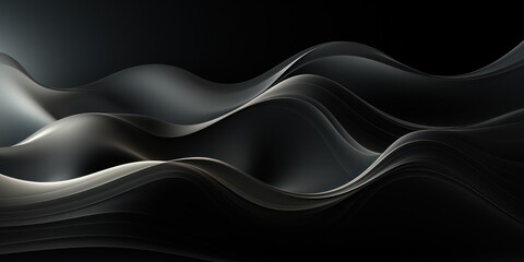 Black dark gray silver white wave abstract background for design. Light wave, wavy line. Ombre...
