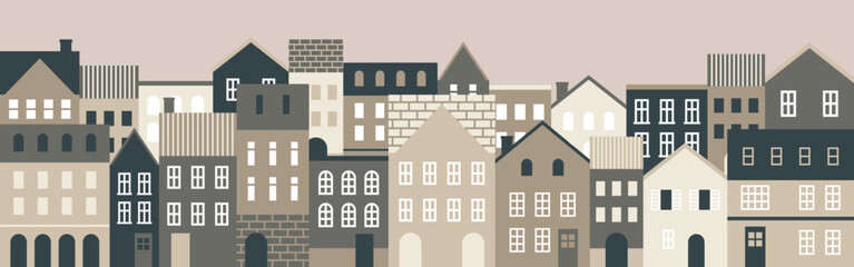 背景素材_ヨーロッパ風のかわいい町並み