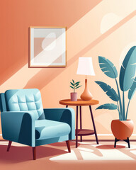 Bold and stylish interior flat illustration
