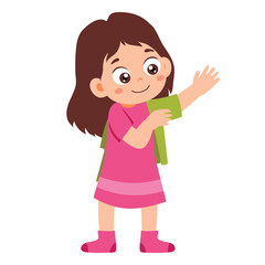 Little Kid wearing clothes getring dressed daily routine Activity. Little Girl dressing. Children discipline preparing fashion. Isolated Element Objects. Flat Style Icon Vector Illustration