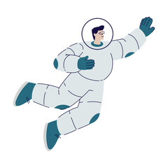 Cinema with Man Character Actress in Spacesuit Engaged in Movie Shooting Vector Illustration