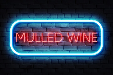 Mulled Wine Neon Sign Illustration on a dark background