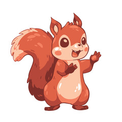 Cute squirrel. Vector illustration. Isolated on white background.