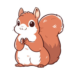Cute squirrel. Vector illustration. Isolated on white background.