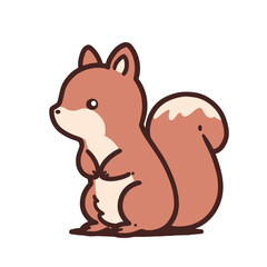 Cute squirrel in cartoon style. Vector illustration isolated on white background.