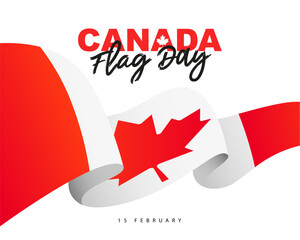 Flag of Canada fluttering in the wind. Canada flag day. February, 15. Maple leaf.