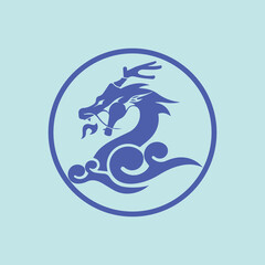 Free vector flat logo design chinese dragon silhouette