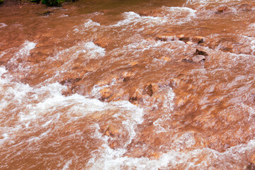 A stormy river as a background. View from above