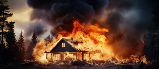 Swedish house on fire.