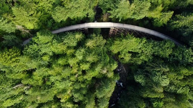 Aerial flyover of trestle bridge on the Snoqualmie Valley Trail, Washington State