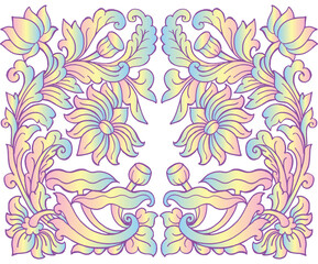 Fototapeta na wymiar Traditional floral ornament hand drawn illustration background