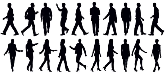 Deurstickers Set of business people silhouette, man and woman team, isolated on white background © LazyArtist