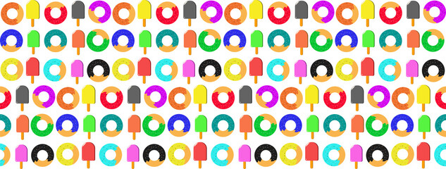seamless pattern with colorful donut and ice cream