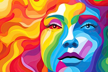 Rainbow color woman portrait background	