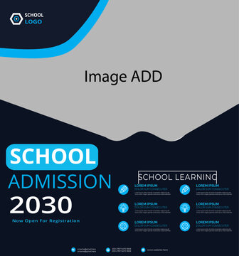 School admission poster in education promotion flyer cover and instragam post 2 concept
