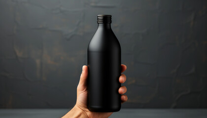 Dark bottle hold by a man