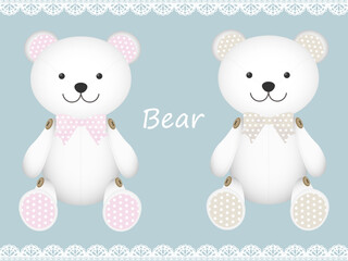 可愛いクマのぬいぐるみのイラスト素材セット
