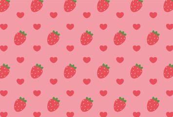 seamless pattern with strawberries and hearts for banners, cards, flyers, social media wallpapers, etc.