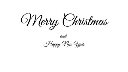 Merry Christmas black lettering, decorative design on transparent background.