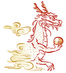 龍と如意宝珠　年賀イラスト