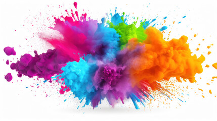 Explosion of colored powder on a white background.