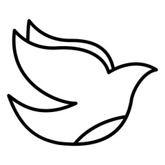 Flying dove icon. World peace icon in line style - obrazy, fototapety, plakaty