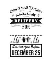 Santa's Special Delivery Christmas Gift Bag North Pole vintage Santa sack typographic art Design on white Background