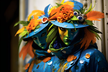 Bright character in mask on Venice carnival