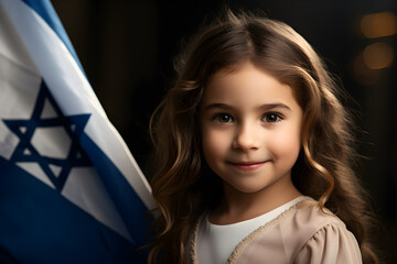 Jewish young girl with Israel flag