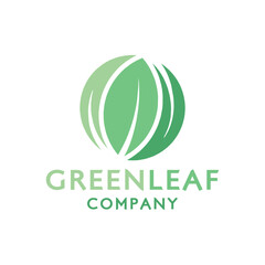 Green Leaves Logo Vector Design illustration Emblem