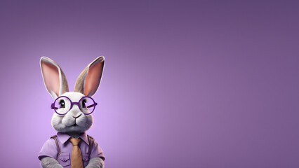 Fototapeta na wymiar Rabbit isolated in purple background