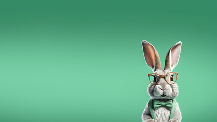 Rabbit isolated in green background