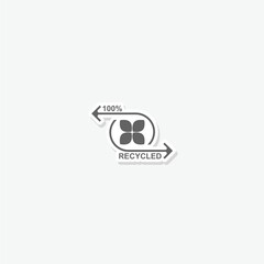 100 percent Recycled Label Icon sticker isolated on gray background